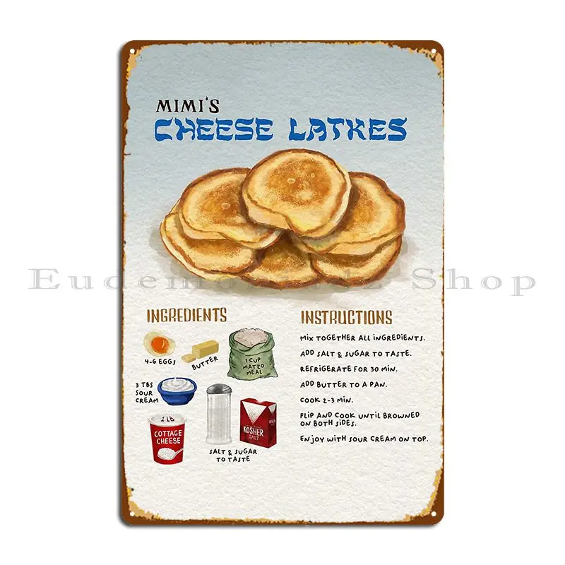 Mimi S Cheese Latkes Metal Sign Rusty Plaques Pub Printing Designs Tin Sign Poster