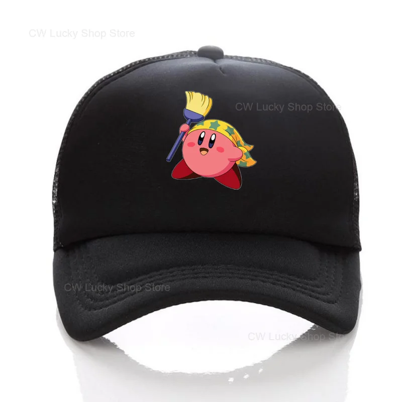 Kirby Cute Anime Baseball Cap Cartoon Outdoor Sport Caps Fashion Men Women Adjustable Sunshade Hat Casual Mesh Hip Hop Hats