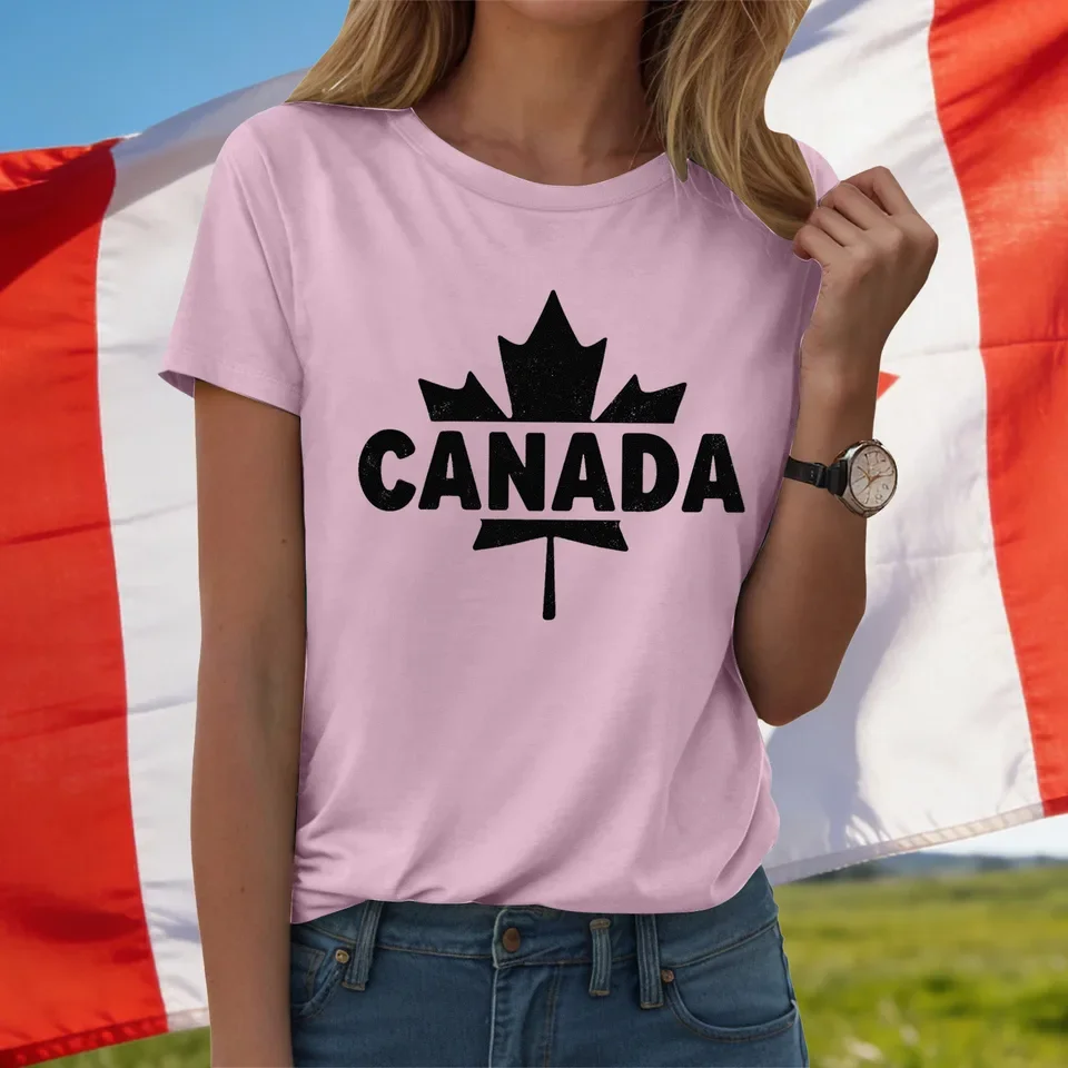 Vintage Canadian Canada Flag T Shirts Womens Graphic Streetwear Short Sleeve Tee Shirts Summer Casual Tshirt Female Loose Tops