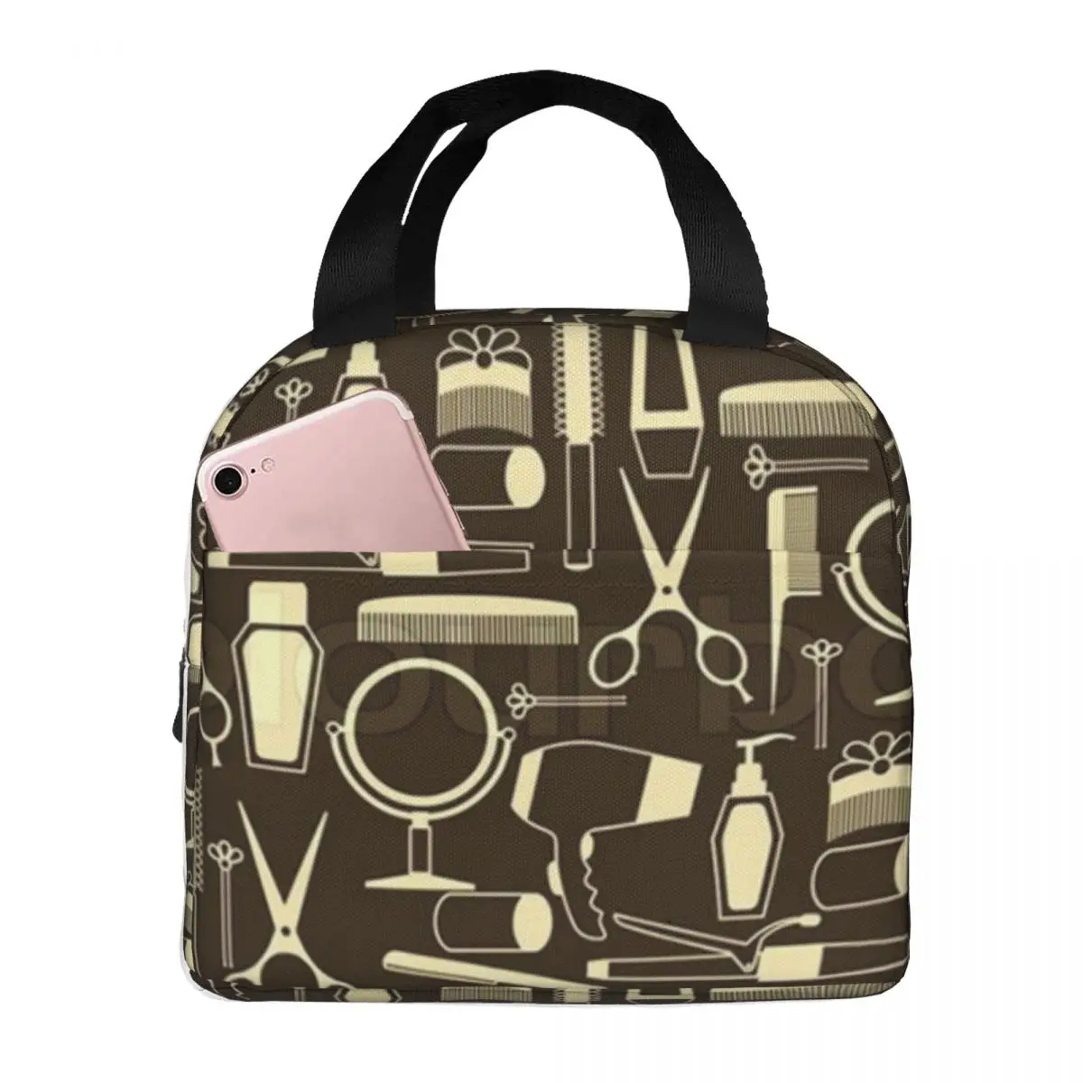 

Salon Hair Dressing Tool Pattern Insulated Lunch Bag for Women Office Cooler Thermal Food Box Tote Lunch Boxes Container