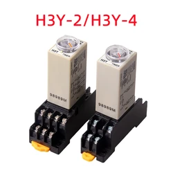 Power-on Delay Rotary Knob DPDT 5S/10S/30S/60S/3M/5M/10M/30M Timer Timing Time Relay AC 110V 220V DC24V H3Y-2 H3Y4 Base Socket