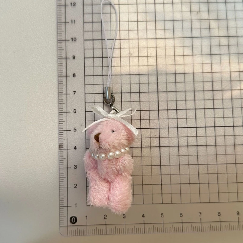 652F Set of 2 Soft Bear Hanging Ornament Handmade Phone Pendant Bear Bag Charm Soft Animal Bag Pendant for Various Occasion