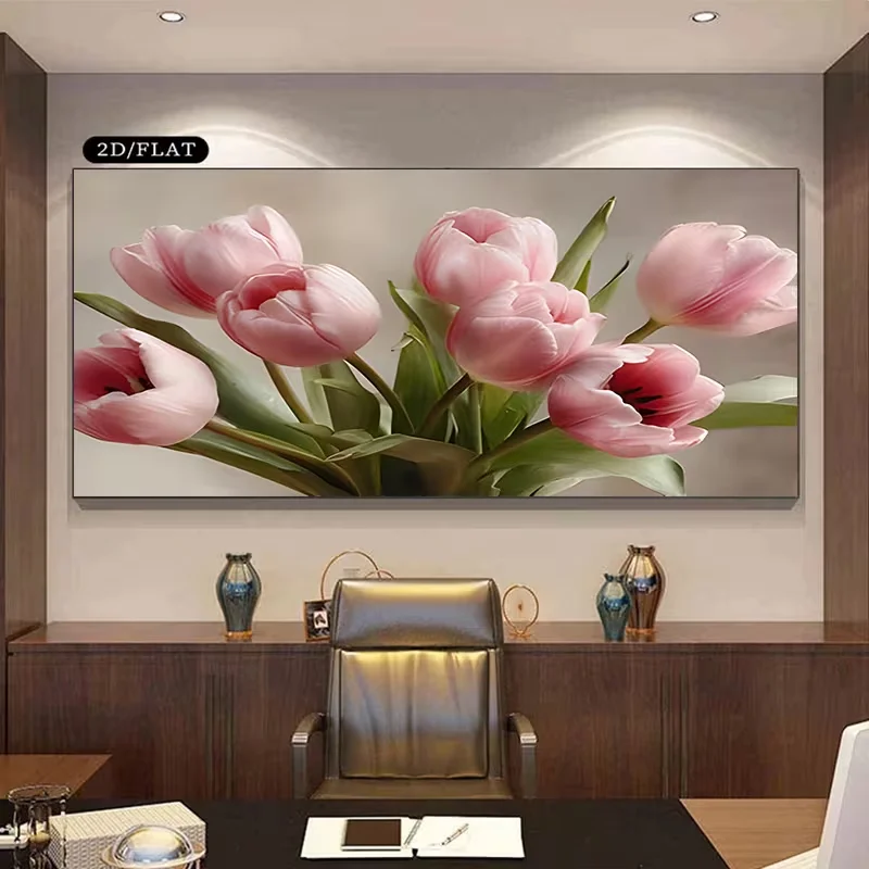 2D Flat, 2D Flat, A Vivid Pink Tulip Design, Large Size 27.55