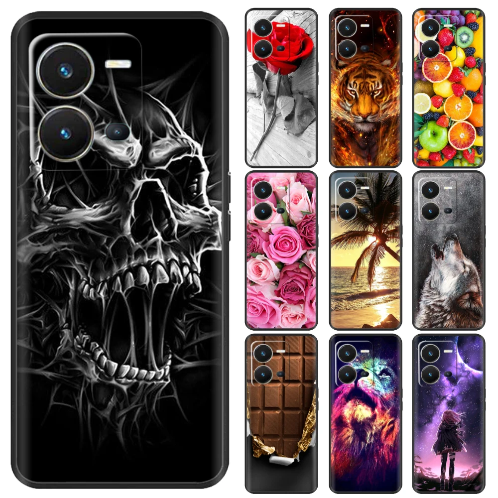 Cute Silicon Phone Case For Vivo X80 Lite 5G Case 2022 Black Silicone Soft TPU Back Cover for vivo X80 Lite X80Lite Bumper Capas