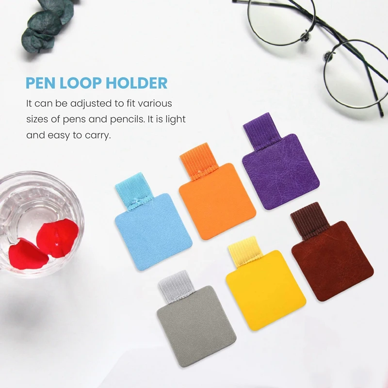 12 Pcs Self-Adhesive Notebook Pen Loop Holder Set,Faux Leather Pen Holder With Elastic Loop For Pens