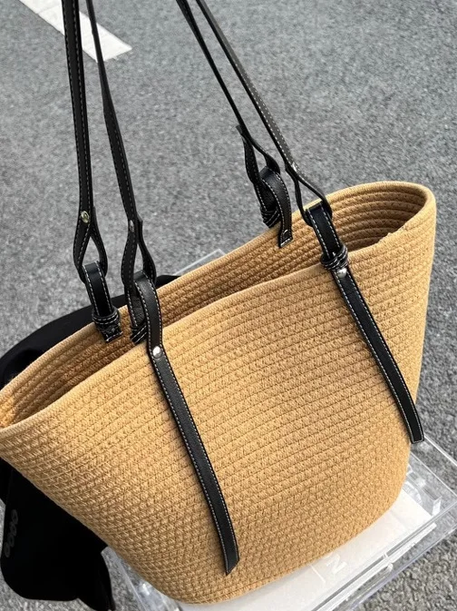 

Spring Summer Women's Large Capaci St Woven Tote Bag Faionable Versatile Single oulder Bag Korean Sle Buet Bag