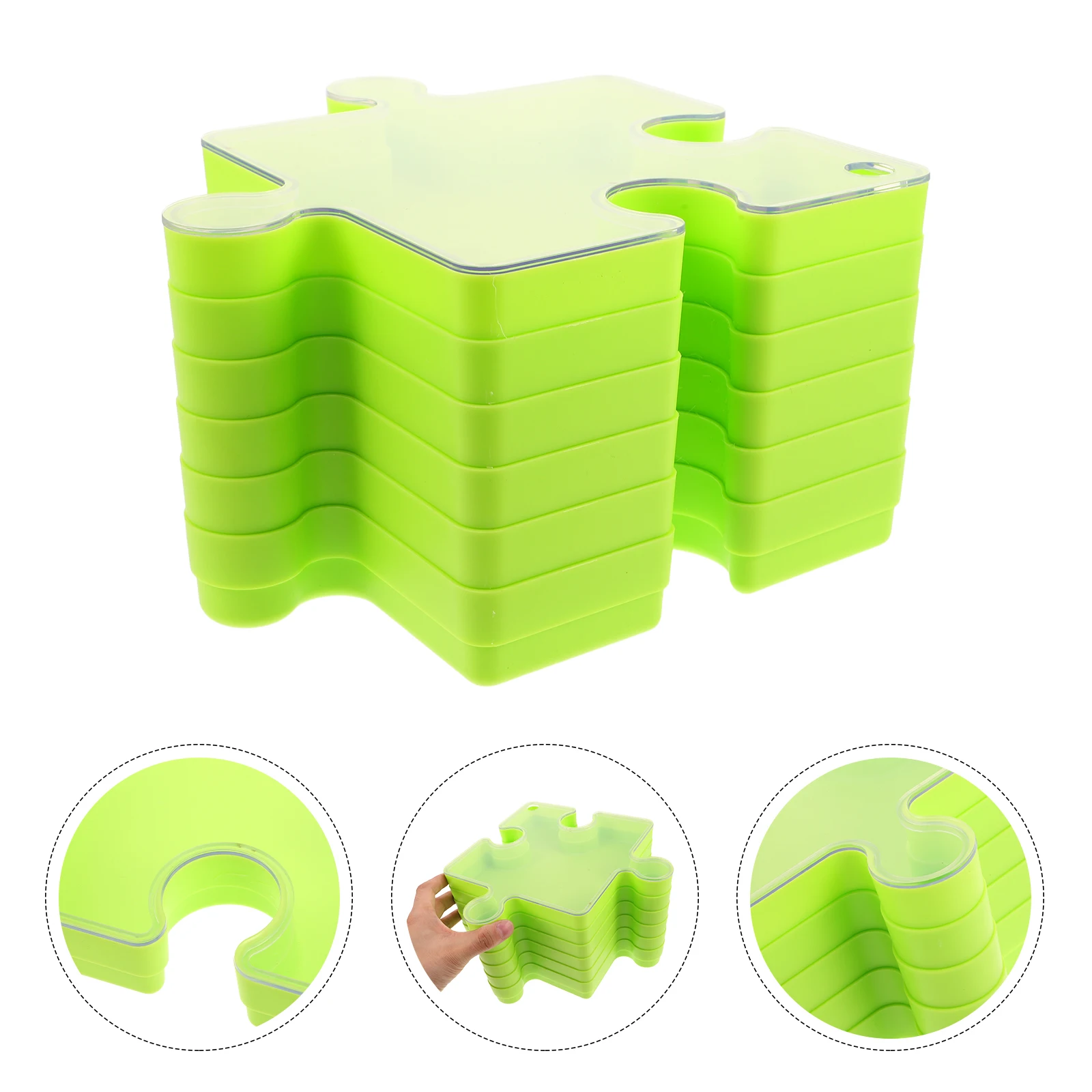 

6 Pcs Puzzle Board Children's Storage Box Cover Finishing Tray Holder for Puzzles Trays Green Organizers and with