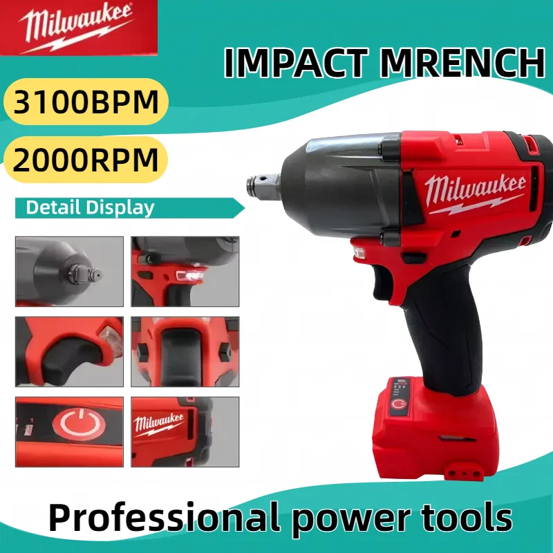 

Milwaukee 1300NM Cordless Electric Wrench Brushless Impact Wrench Large Torque Car Truck Repair Power Tools for 18V battery