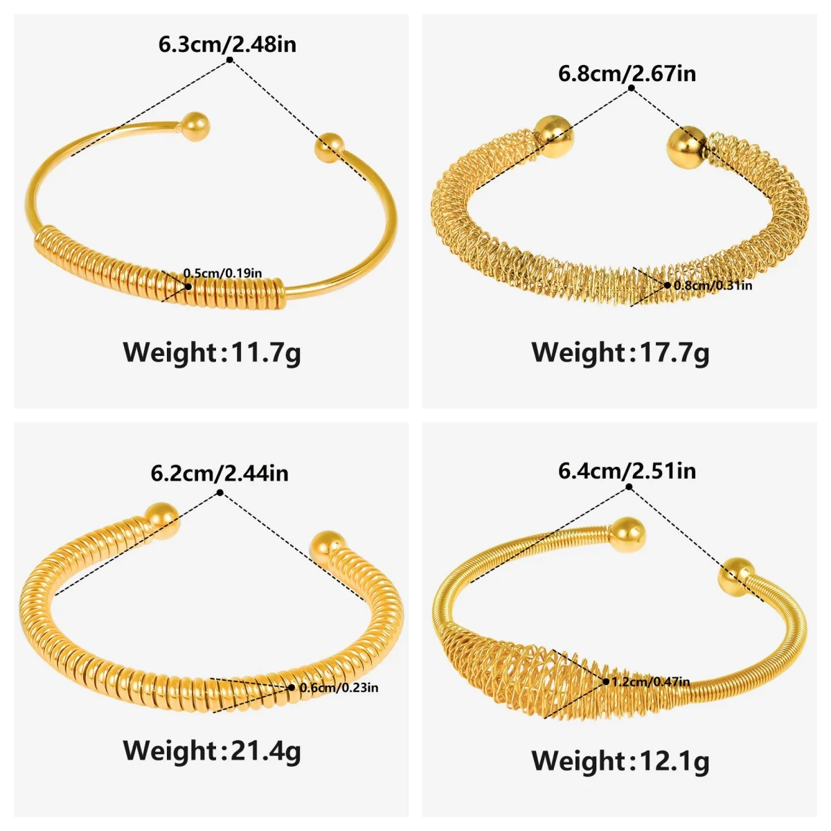 1pcs 2024 New C-Shaped Open Twisted Braided Stainless Steel Spring Twist Bangle 18k Gold Plated Woman Jewelry Christmas Gift