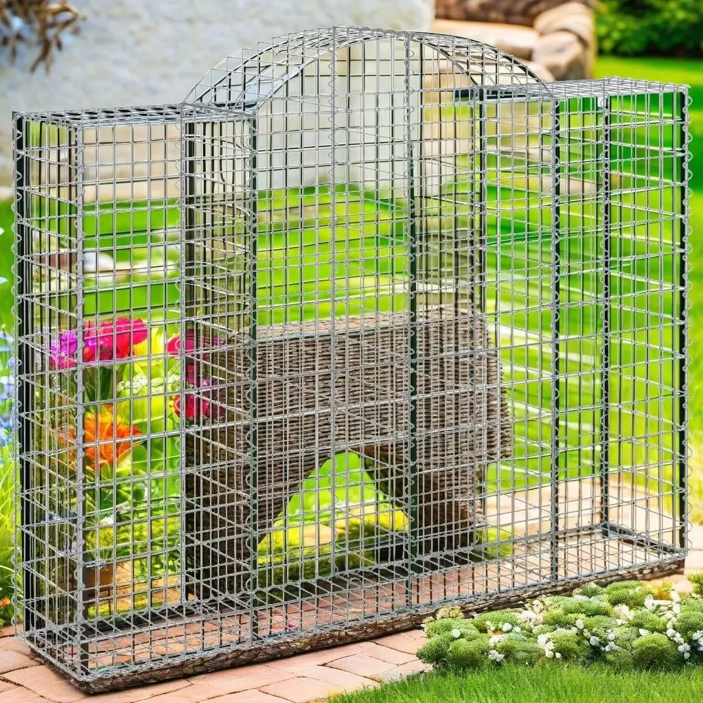 Galvanized Iron Arched Gabion Basket 78.7”x19.7”x55.1”/63” for Garden & Landscaping