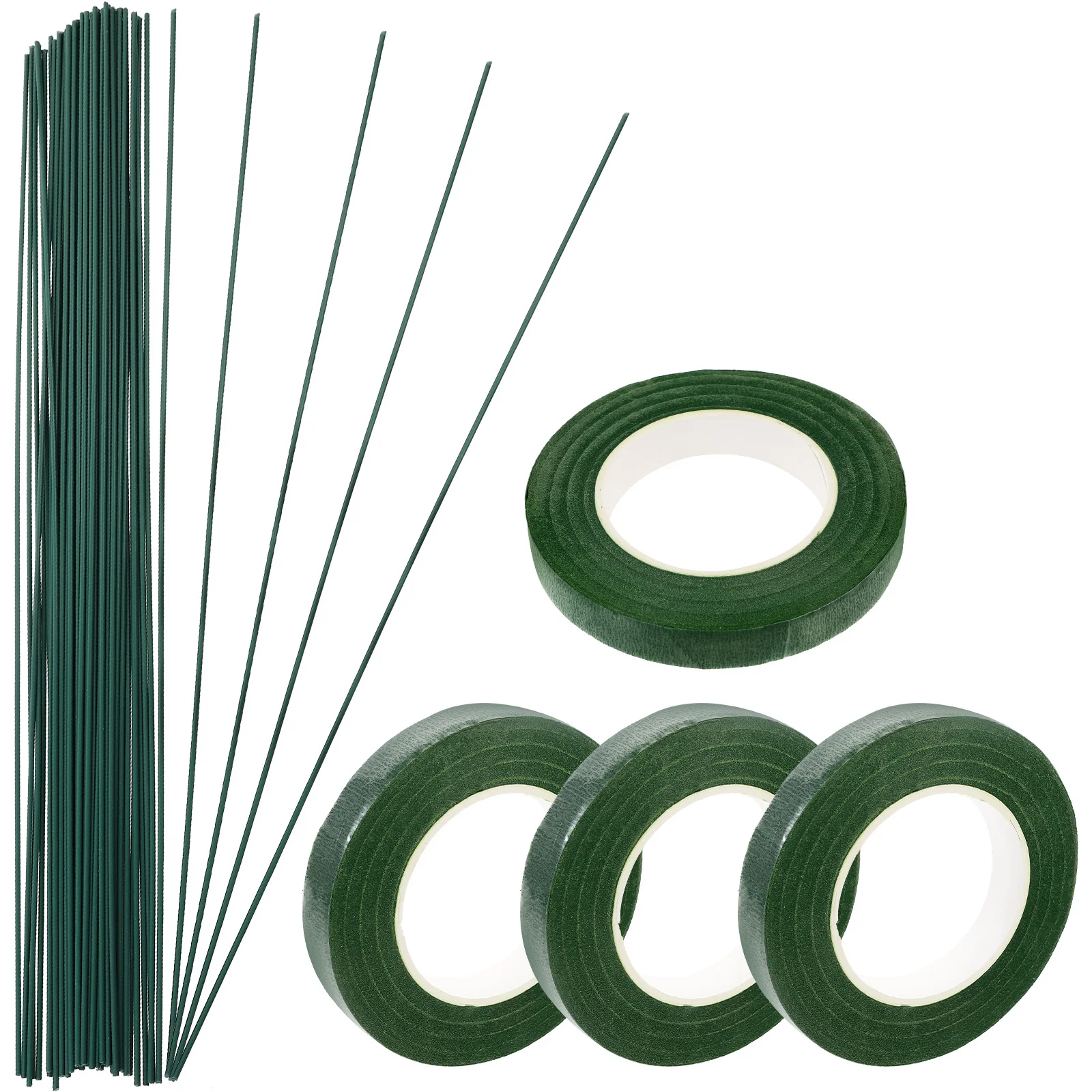 1 مجموعة DIY الأسلاك الجذعية الأزهار اللون الطبيعي سلك معدني مرن زهرة الجذعية باقة ورقة الشريط مجموعة ترتيب الأزهار لحفل الزفاف