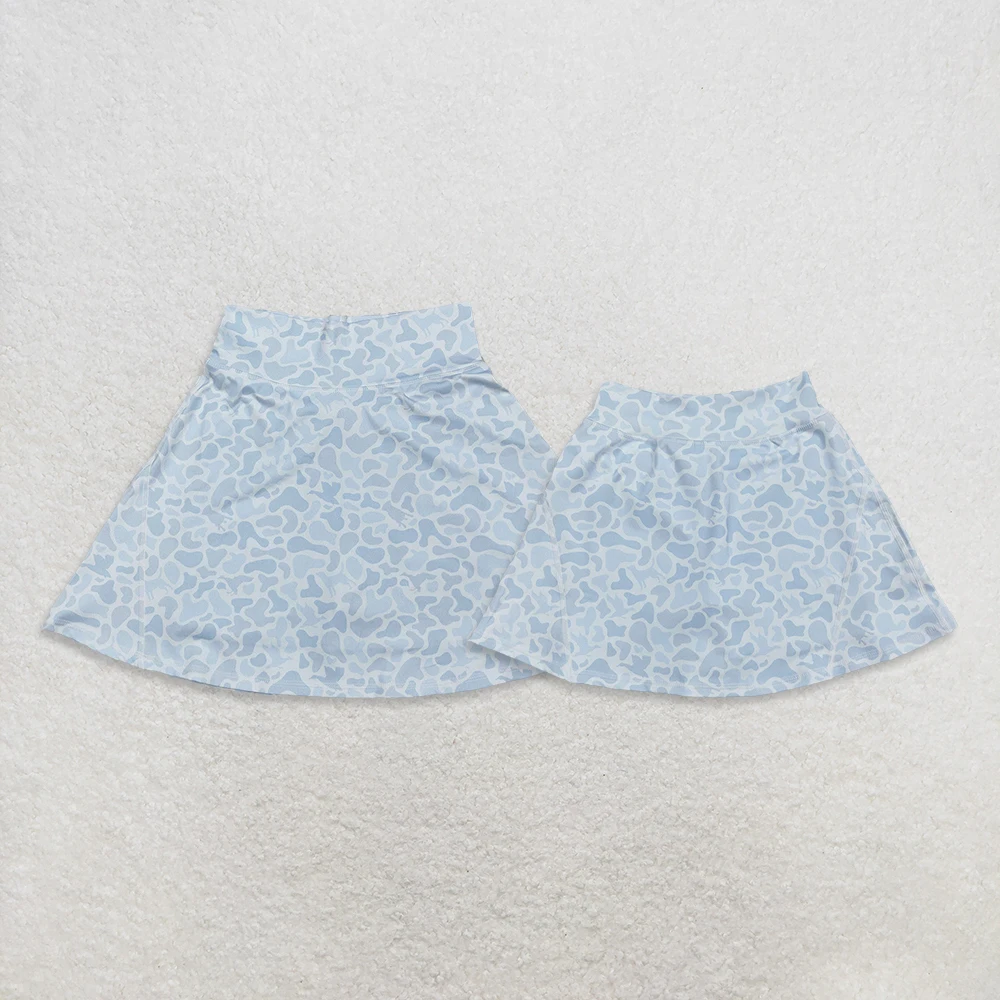 

Sibling Mom And Me Baby Girls Women's Western Light Blue Camo High Waist Yoga Skorts Active Bottoms Duck Dog Print