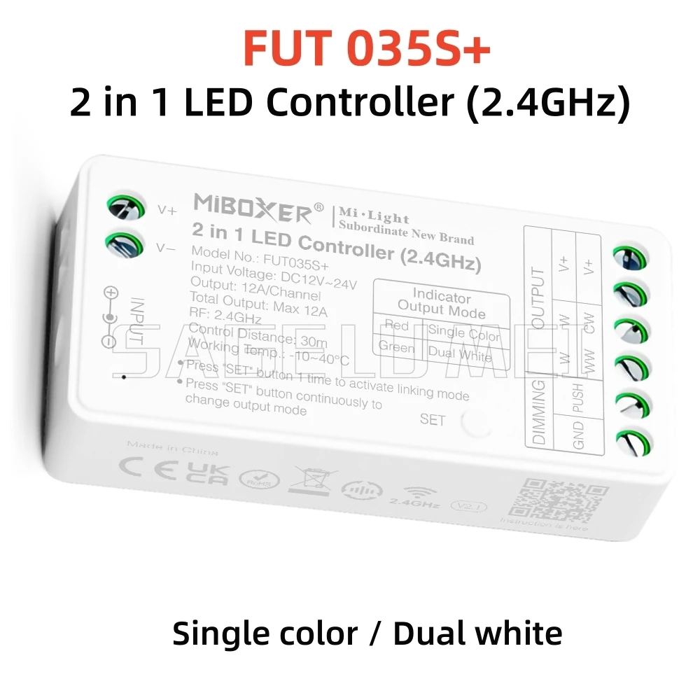 Imagem -04 - Miboxer Wifi Controlador para Lâmpada Led Luz Única Cor Dual White Rgb Rgbw Rgbcct Cob Dc1224v Fut035s em 2in 1