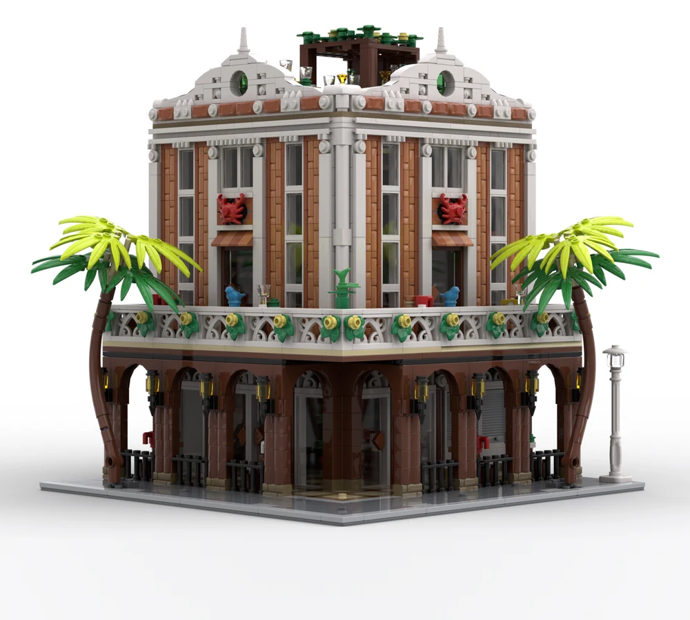 

Новый MOC красный краб ресторан-бар модульная городская уличная модель строительные блоки DIY креативная сборка развивающая игрушка подарочный набор 2120 шт.