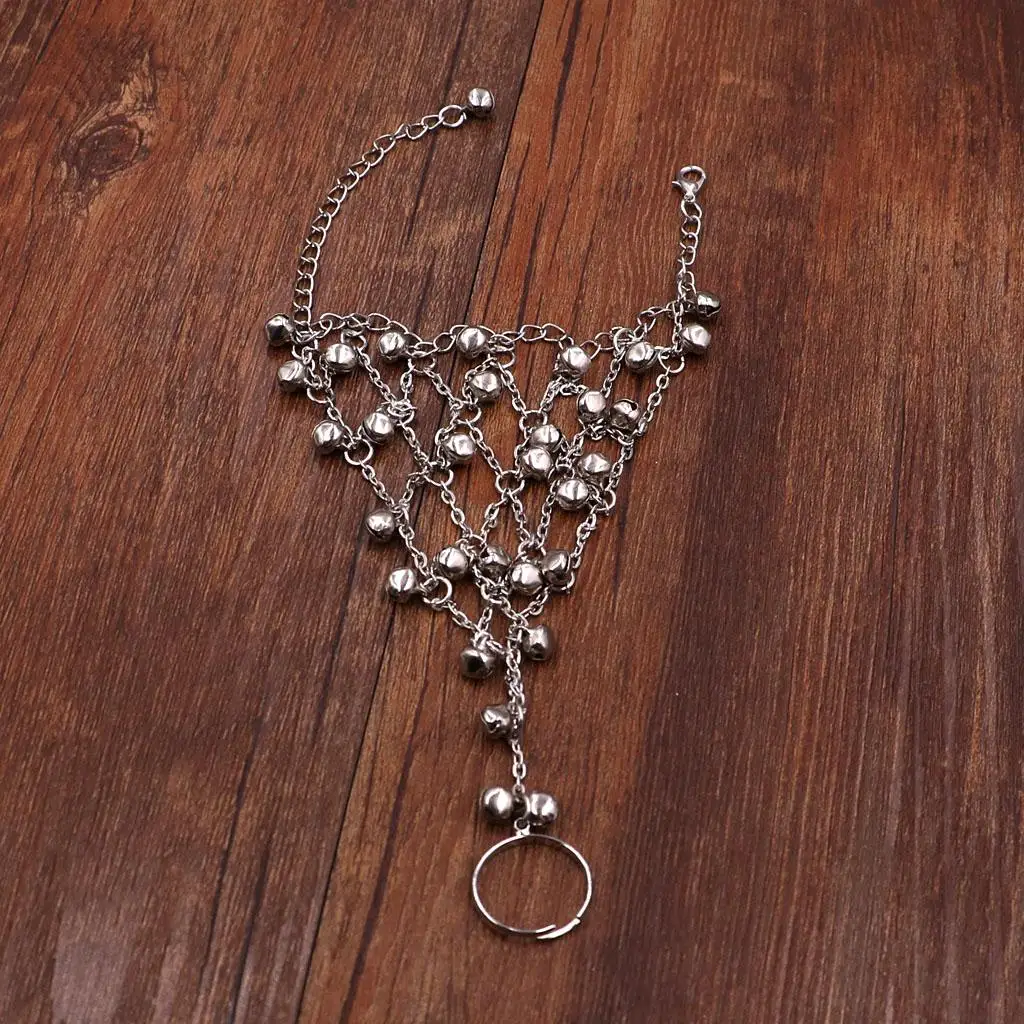 Multi Chain Slave Finger Ring Bracelet Silver Alloy Hand Harness Fashion Bangle for Weddings and Events