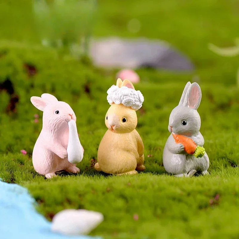 12pçs estatueta de animal de mini coelho fofo, decoração de mesa de jardim, artesanato na sala de estar, a decoração é bonita e generosa