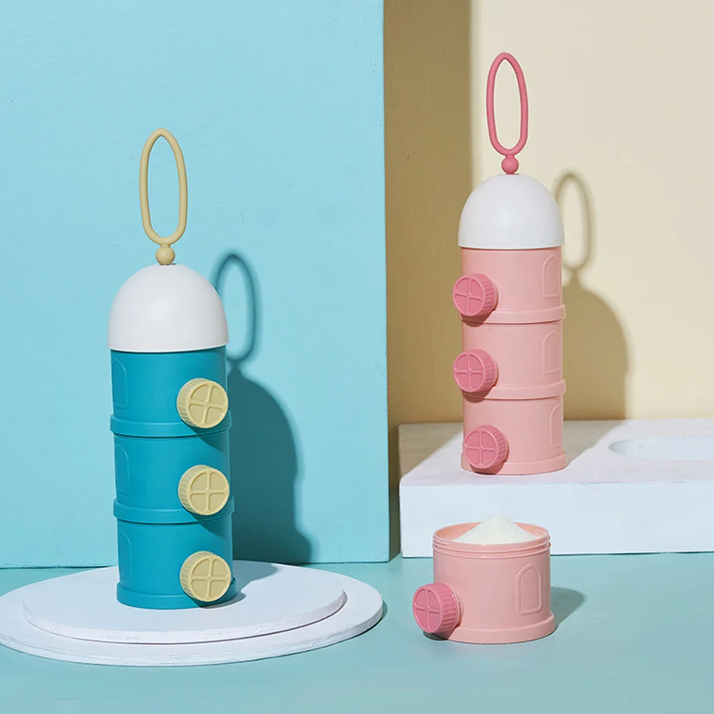 

Baby Formula Dispenser Portable Travel Milk Powder Container Leak Proof Stacked Storage Case with Lanyard Design