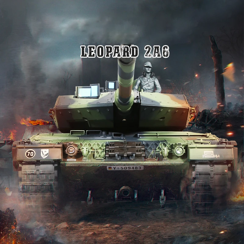 Henglong 1/16 3889-1 Leopard 2A6 Tank Toy Car German Metal Crawler Can Launch Boy Remote Control Car Model Toy Children'S Gift