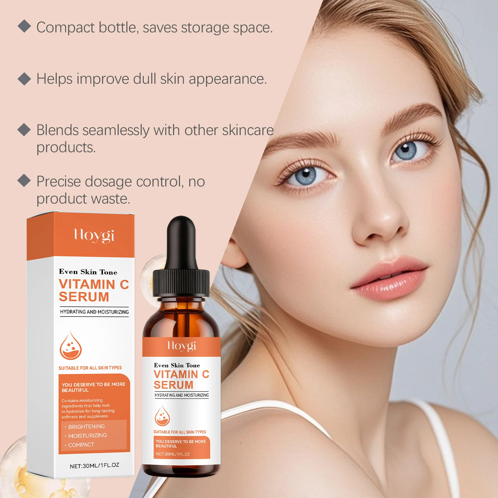 Vitamin C Serum for Face Hyaluronic Acid Brightening Dark Spot Corrector Anti Aging Face Oil Aloe Vera Daily Glow Skin Care 30ml view 6