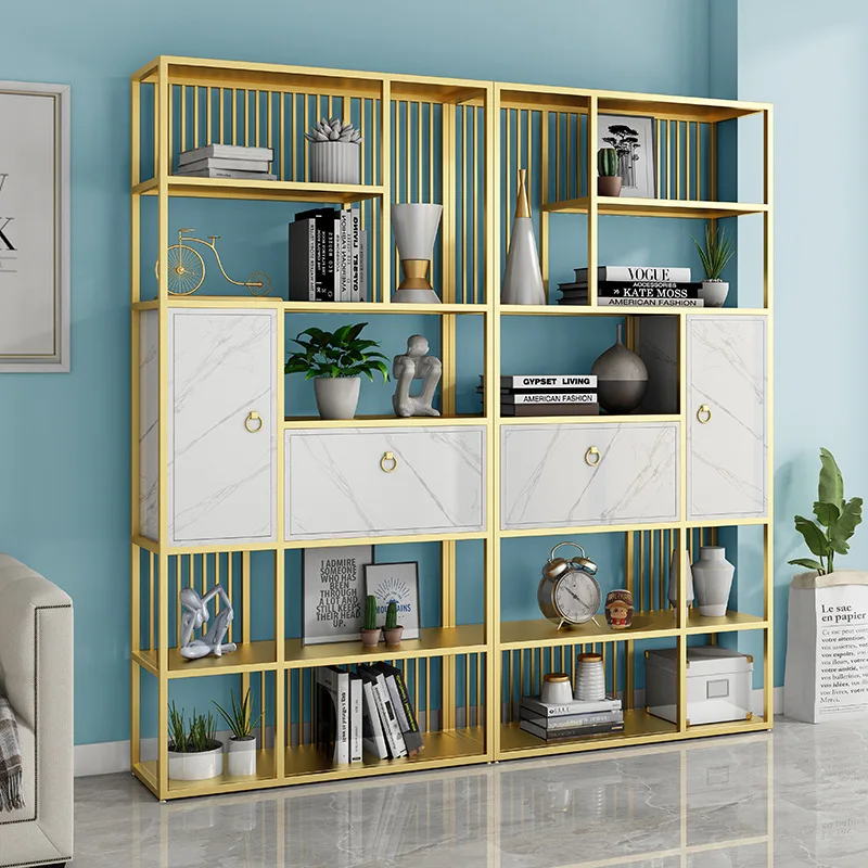 

Light Luxury Bookshelf Shelf Living Room Office Multi-layer Storage Shelf Simple Bookcase Storage Shelf Home Iron Art
