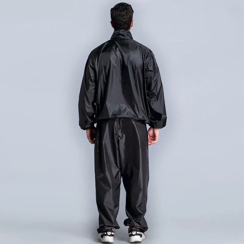 Heavy Duty Sauna Suit Men Fitness Weight Loss Sweat Exercise Gym Sets Anti-Rip Handsom Running Burning Grease Bodybuilding Black