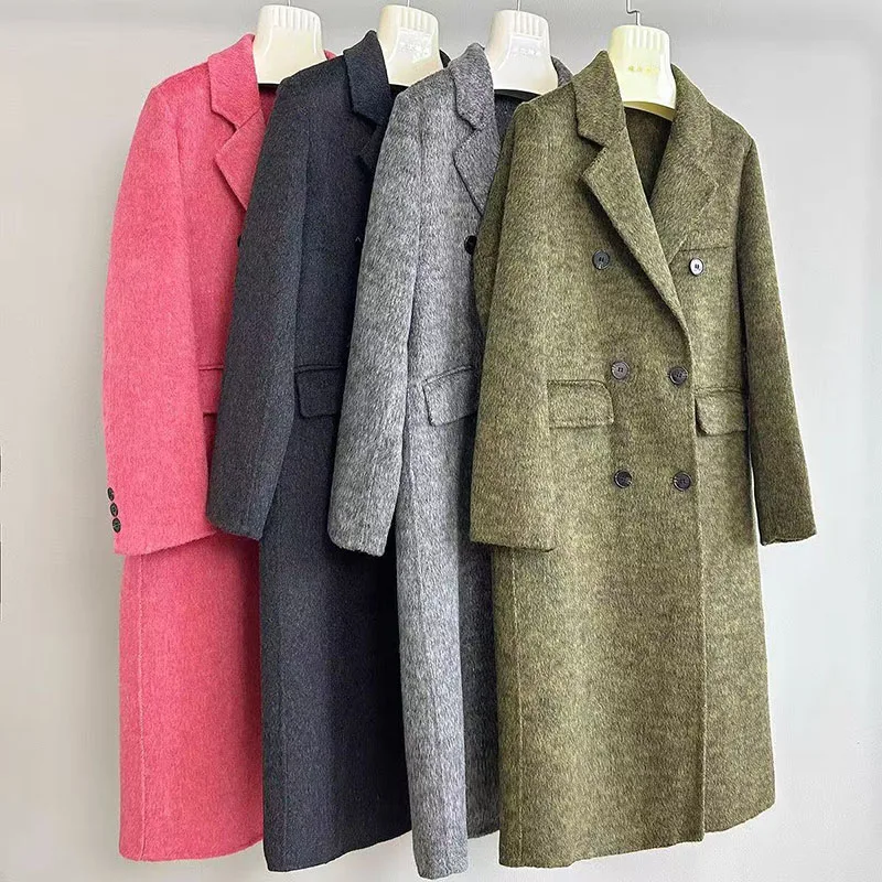 

2026 New Double-Sided Wool Coat Women's Long Suit Sle Korean Version Double-Button Woolen Windbreaker Female Jacket Outerwear