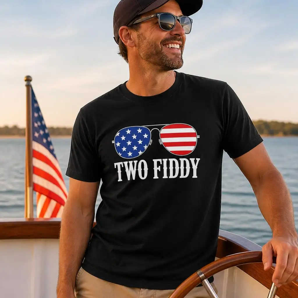 Two Fiddy America 250 Years T Shirts Casual Tees Short Sleeve Round Collar T-Shirt Pure Cotton Tops
