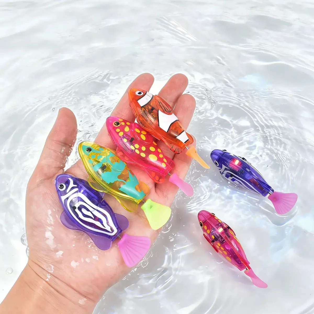 Juguete de Peces Robóticos con Luces LED, Activado por Agua, Juguetes para Piscina, Peces Electrónicos de Inducción, para Niños, Bañera, Verano, Agua al Aire Libre