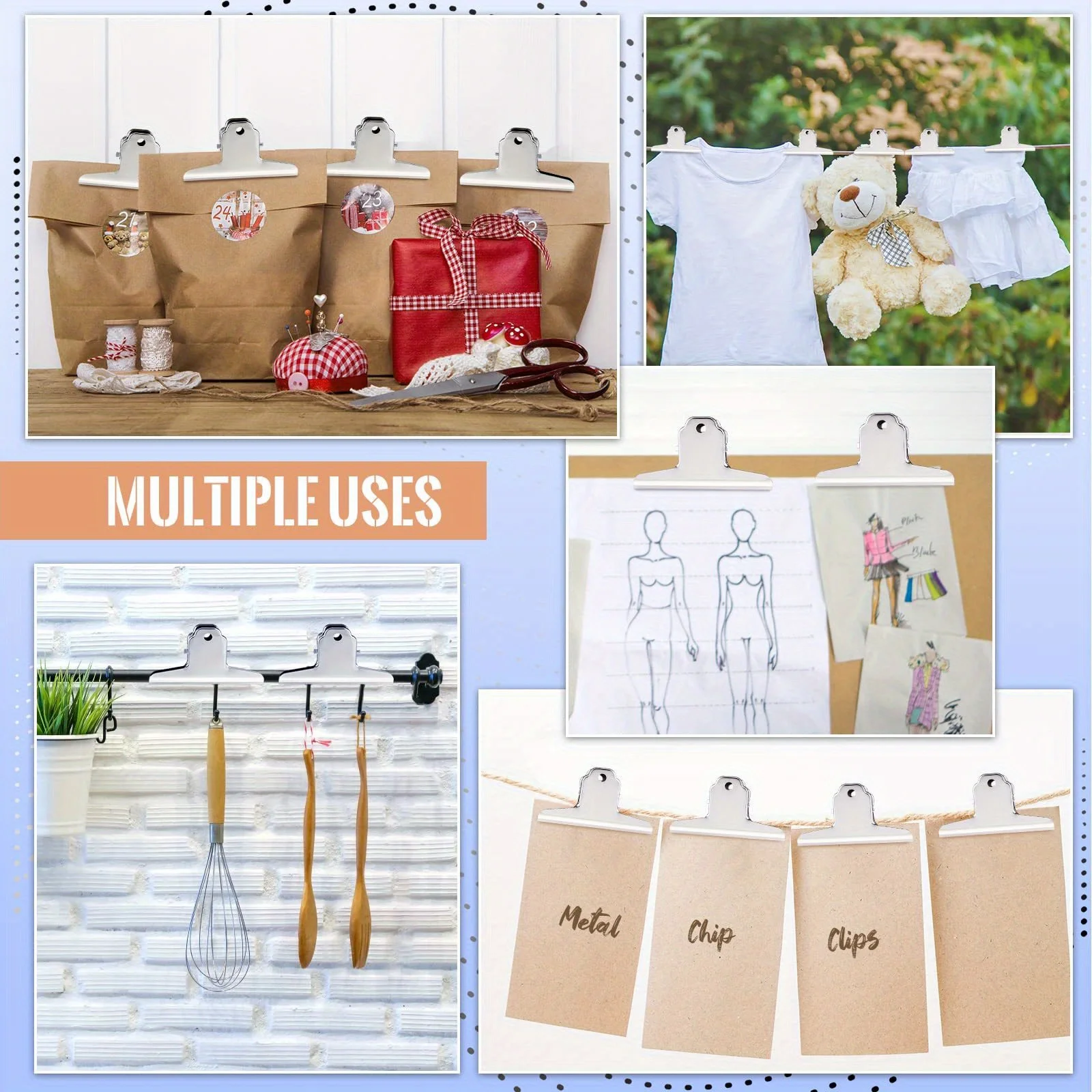 4 Inch Large Bull Paper Clips, 3pcs Silver Metal File Money Binder Clip Clamps for Home Office School Supplies