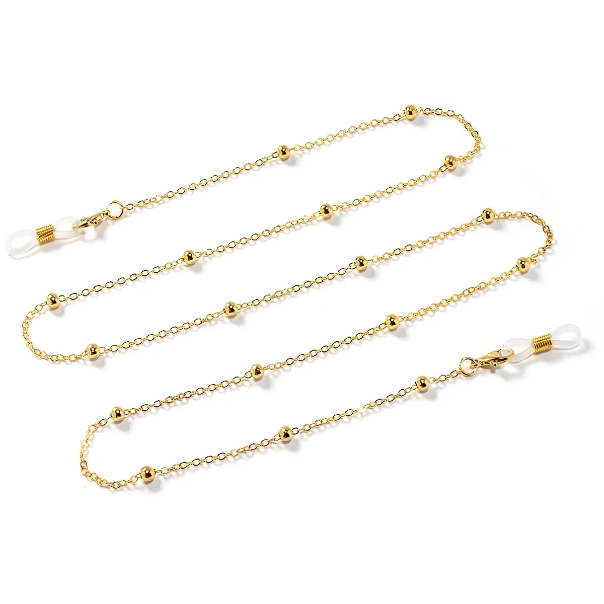 Immagine 3: Catena per Occhiali con Perline Rotonde in Metallo Dorato; Catena Multifunzionale alla Moda per Colletto; Accessorio per Cintura