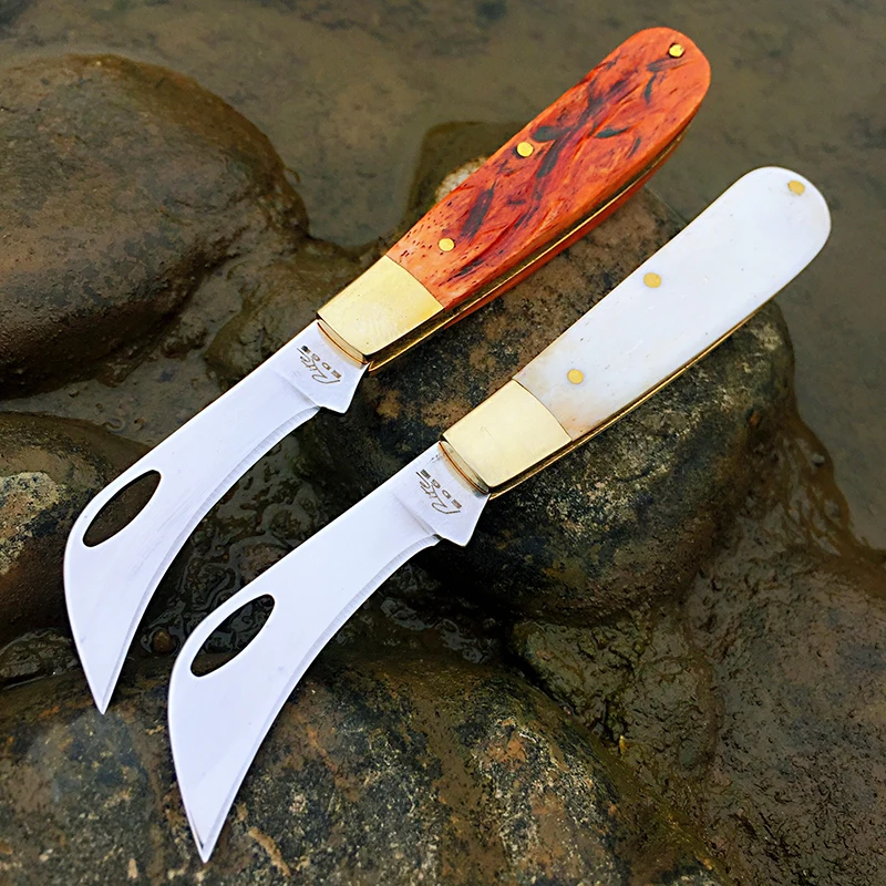 Set Bone Slip Joint Folding Blade Pocket Knives Classic Traditional Hunting 2pcs set