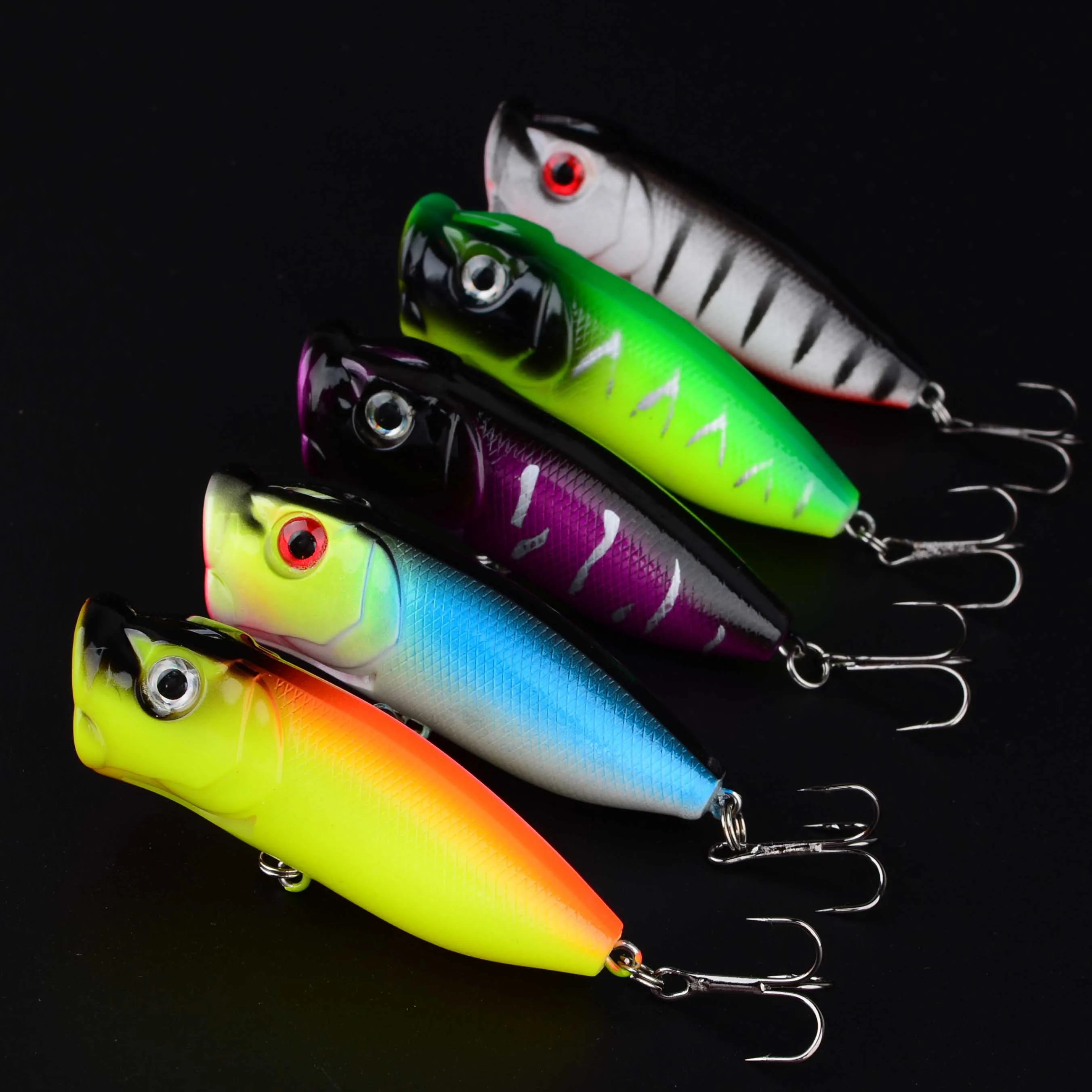 Popper superficie señuelo de pesca duro wobbler con anzuelos - imagen 3