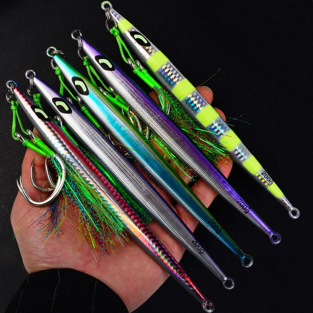 1pcs Luminous Metal Jigging Lures Fast Sinking 60g-200g Deep Sea Boat Speed Jigging Lure Artificial Seawater Bass Fish Bait view 5