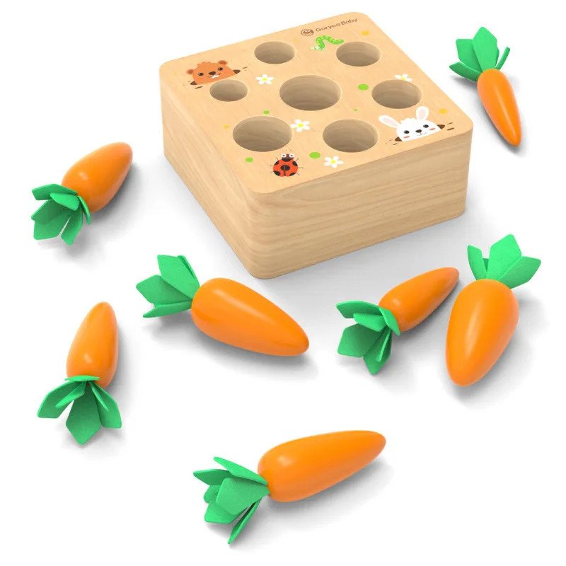 Children's Montessori Wooden Toys Pull Radish Children Fight Carrot Game Children Like Safety Materials Preschool Education Toys