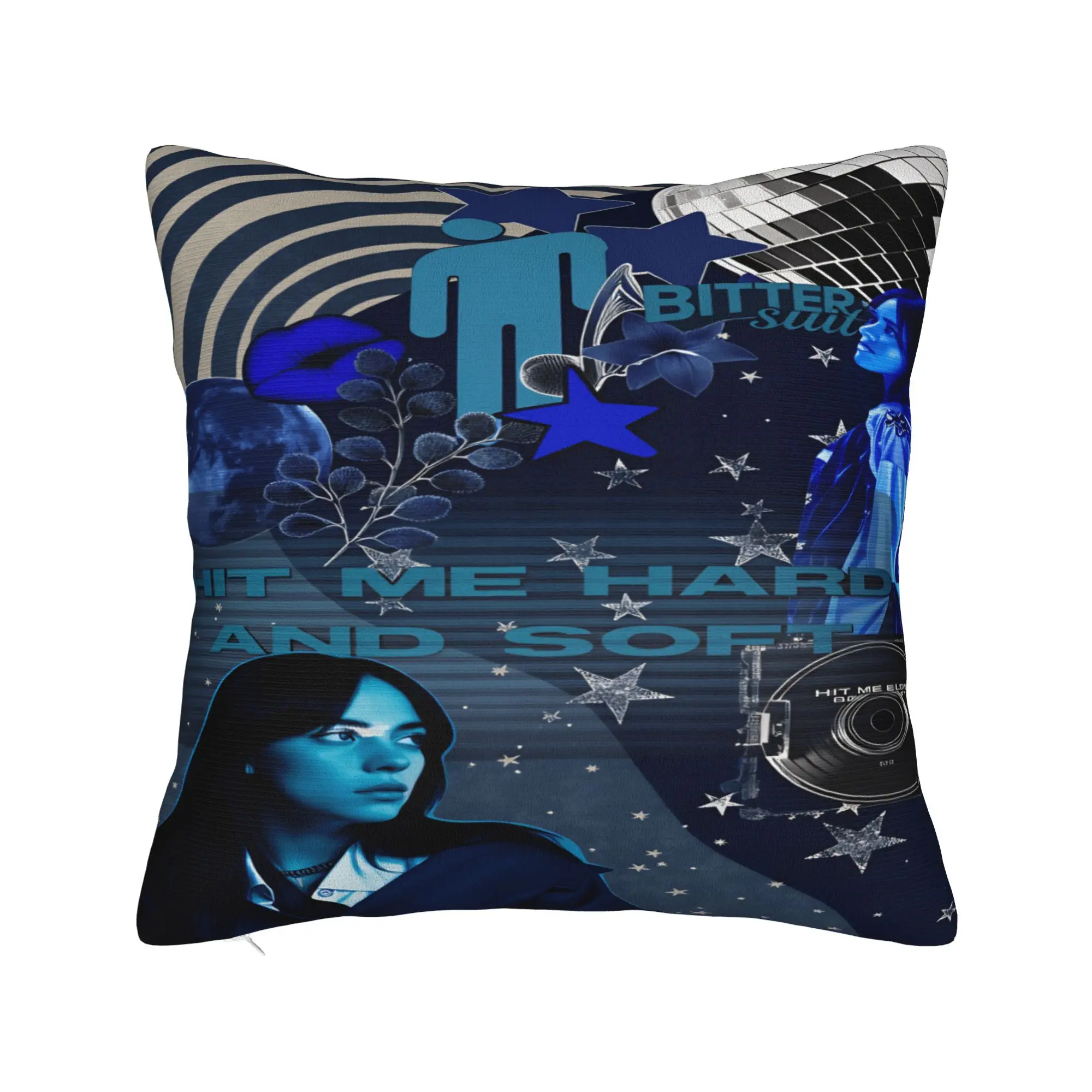 Pillow Cover HIT ME HARD AND SOFT B-Billie E-Eilish  Funny Pillow Case For Living Room Chair Pillowcases