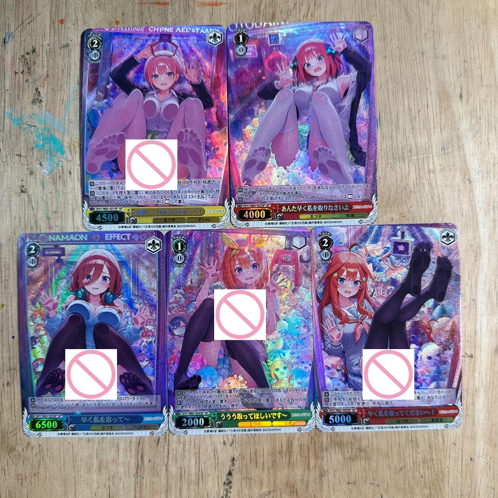 5개/세트 바이스 슈warz 와이푸 컬렉션 카드 오등분의 소녀 나카노 이치카 나카노 니노 컬러풀 플래시 카드 선물