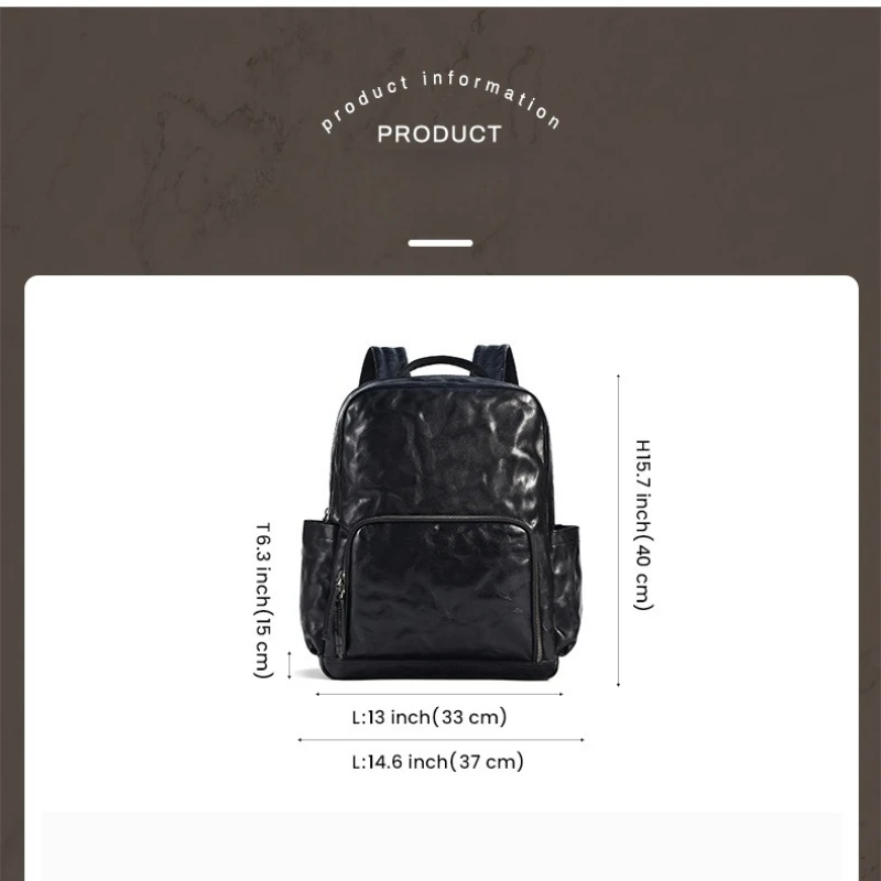 15インチ通勤ハイエンドレザービジネスコンピュータバックパック