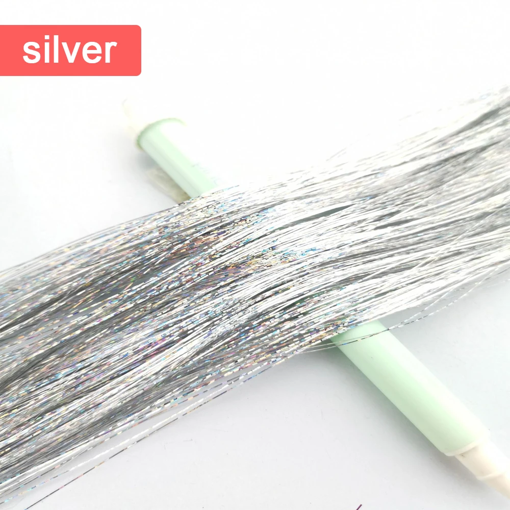 Tinsel de cheveux arc-en-ciel pour filles, Brins colorés, Vêtements de sauna, Hairbinge Hair, Laser False Hair Extensions, Decor Glitter Strip,