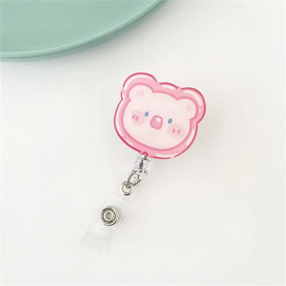 Name Tag Cute Bear Students Chest Card Rabbit ID Card Clips Name Card Holder Retractable Badge Reel Nurse Badge Holder