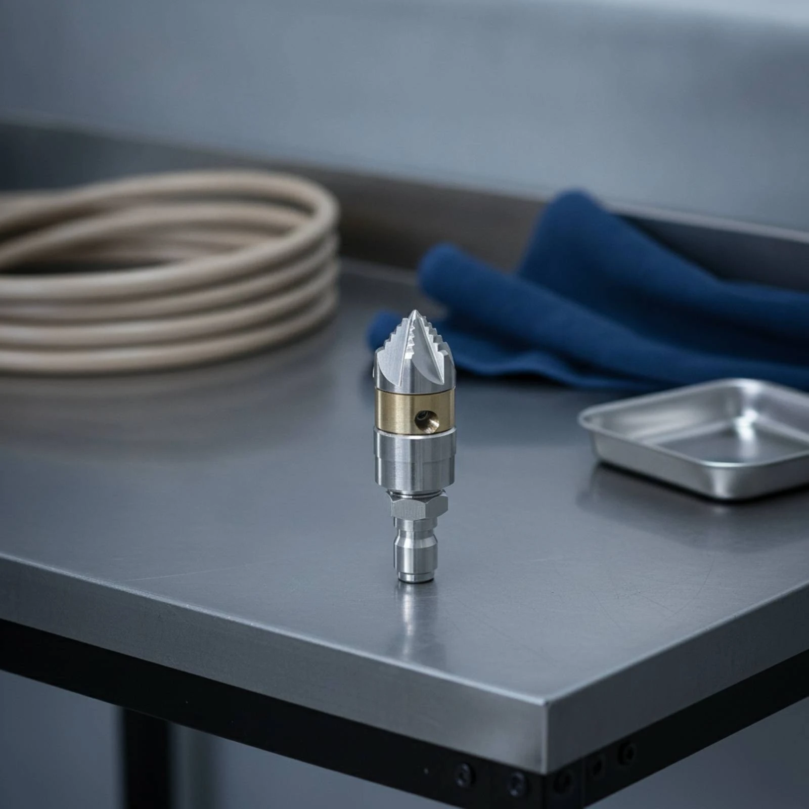 Rotating Nozzle with Metal Body Stainless Steel Rotating Sewer Nozzle High-Pressure for Plumbers, Pipe Clearing