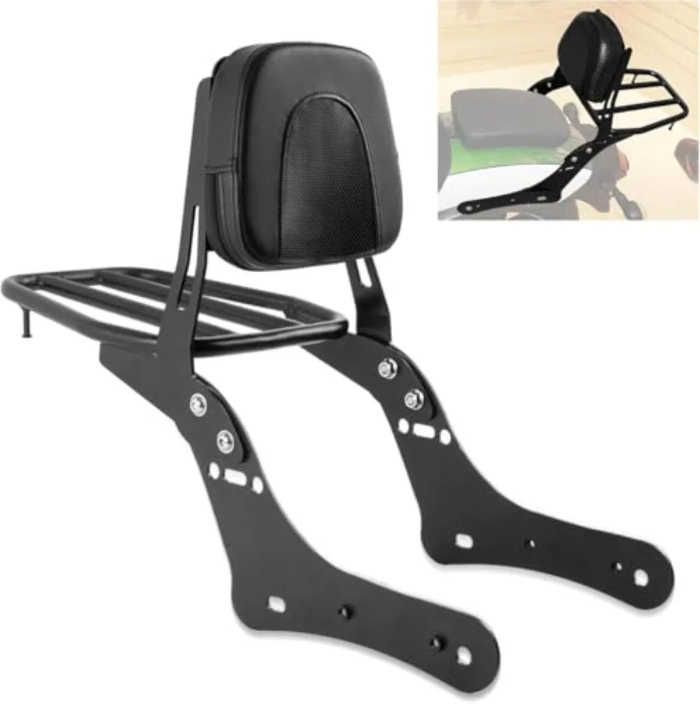 Motorcycle Rear Luggage Cargo Rack With Passenger Sissy Bar Backrest Cushion Pad For Kawasaki Vulcan VN650 EN650 S650 2015-2024
