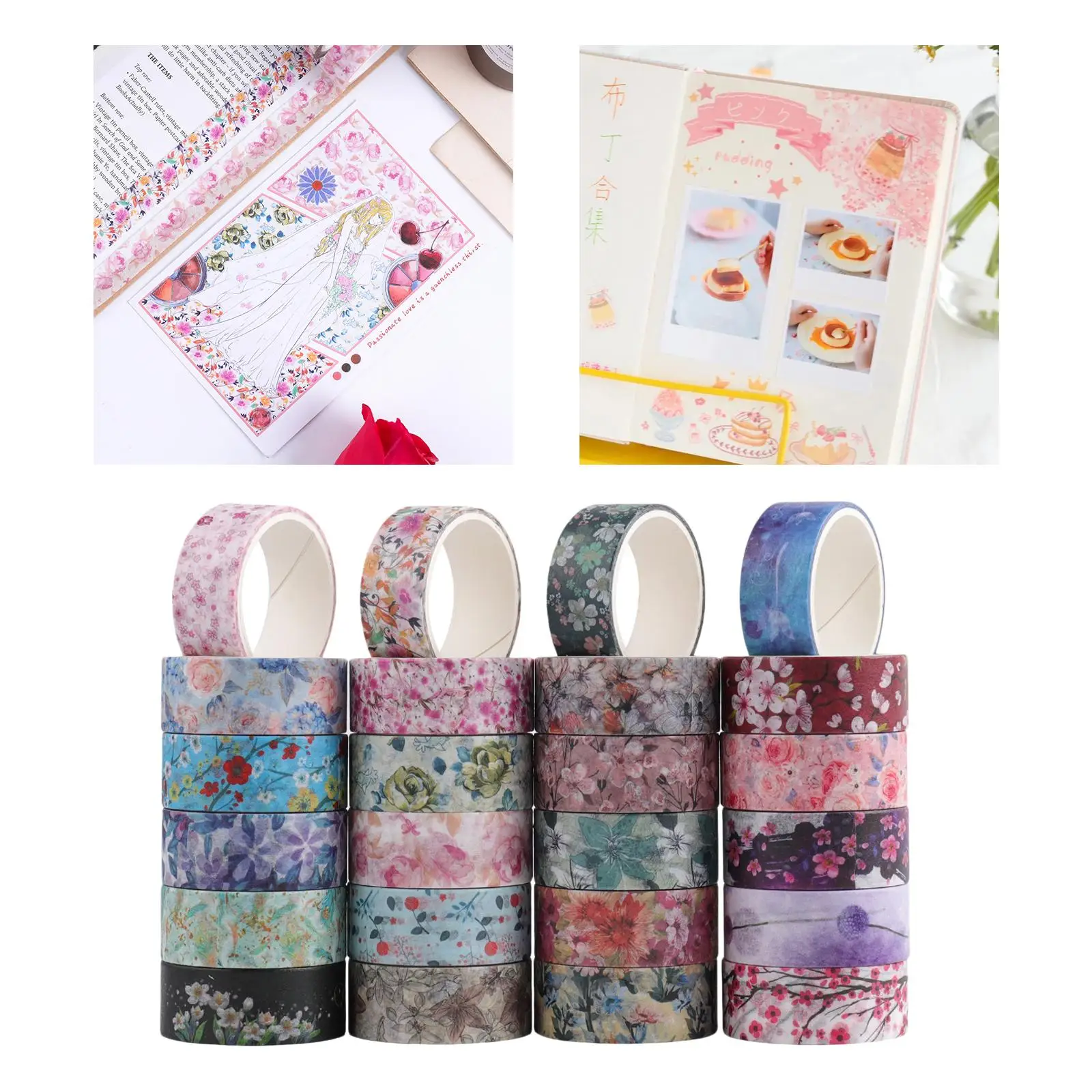 

24 Rolls Floral Pattern 2 meters Washi Tape Masking Paper Tapes Decoration Supplies for Journal Gift Box