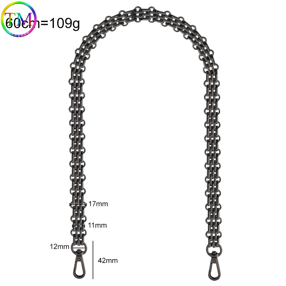 1-5-10PCS 17mm Wide 30-60-120CM Iron Bag Chains Strap For Women Bags Crossbody Shoulder Belt Handle Wrap Chain Accessories