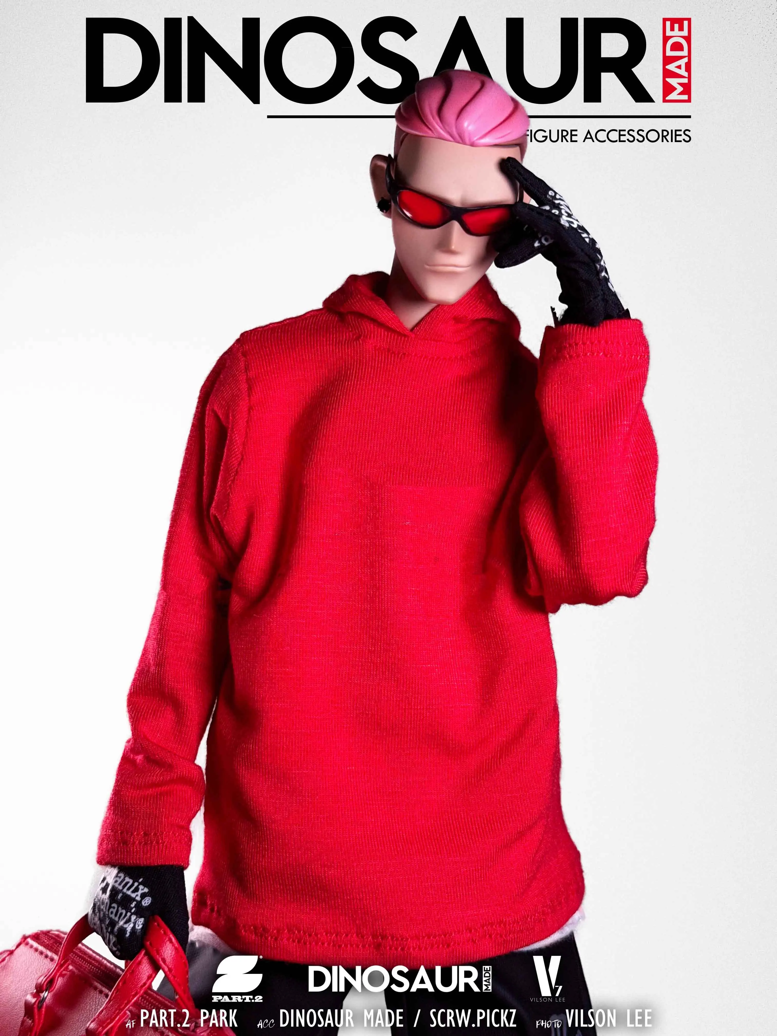 Muñecas BJD a escala 1/6, sudaderas con capucha rojas de Hip Hop, ropa vaquera holgada, traje para figura de acción masculina de 12 ", juguetes modelo de cuerpo