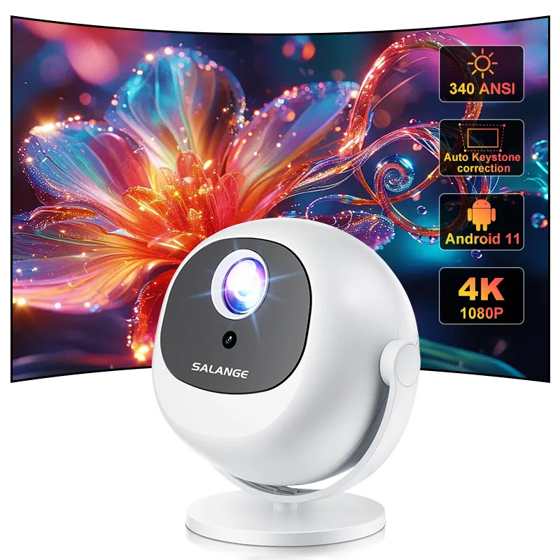 

Salange P360 Native 1080P 340ANSI 4K Video Projector Android11 Wifi6 Allwinner H713 BT5.2 360° Rotate Home Cinema Auto Keystone