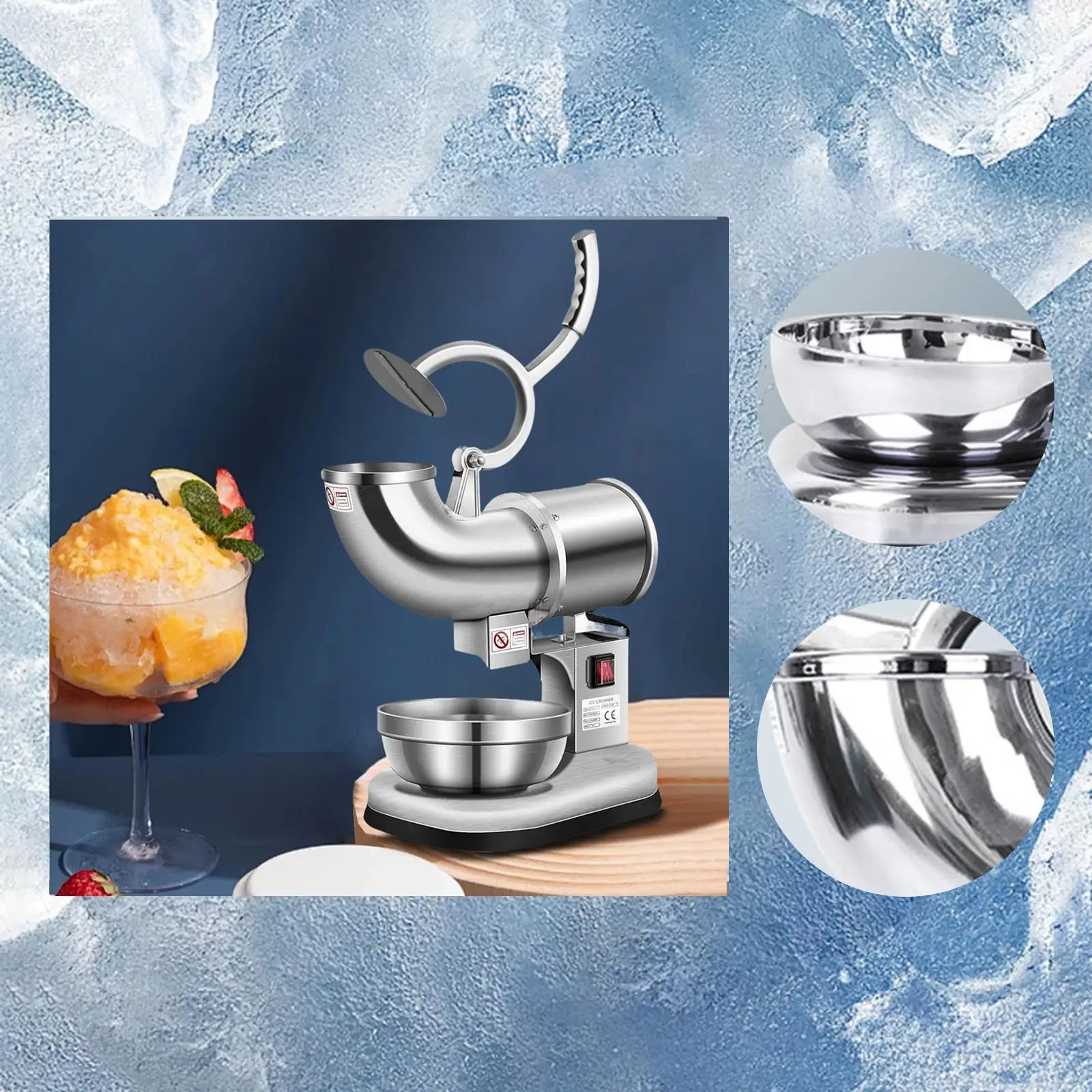 

Electric Shaved Ice Machine Electric Double Blade Crusher for Bar US Adapter