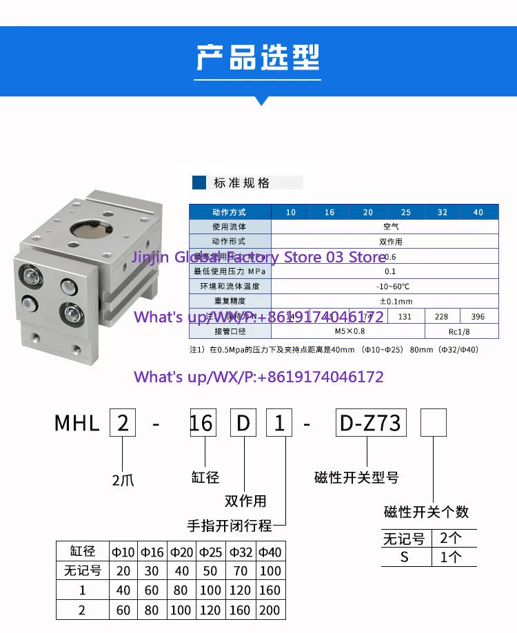 Shunrong Pneumatic Genuine MHL2- 10/16/20/25D Wide Finger Air Claw Cylinder Spot Recommendation