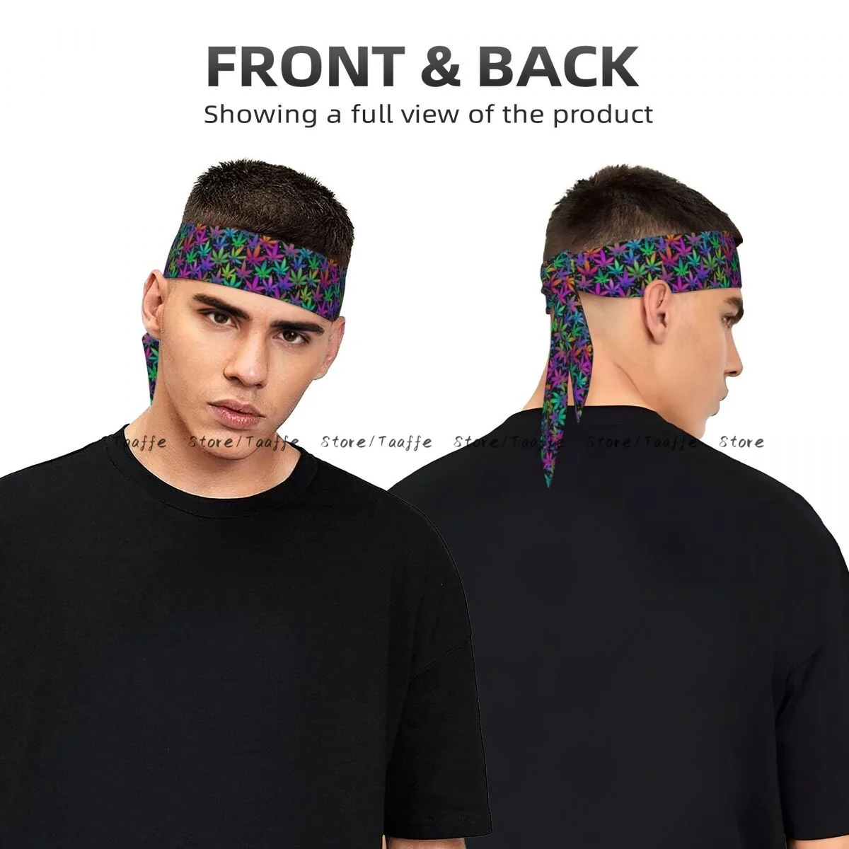 Fascia per la testa Bandana Rasta Rainbow Plant Leaves Sciarpa per la testa Avvolgente Fascia per il sudore per sport all'aria aperta