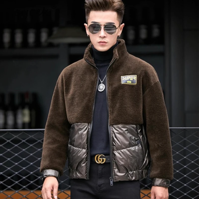 Tcyeek Real Wool Jacket Men Winter Clothes Warm Sheep Shearling Coat 90% White Duck Down Mens Coats 2025 Пальто Зимнее