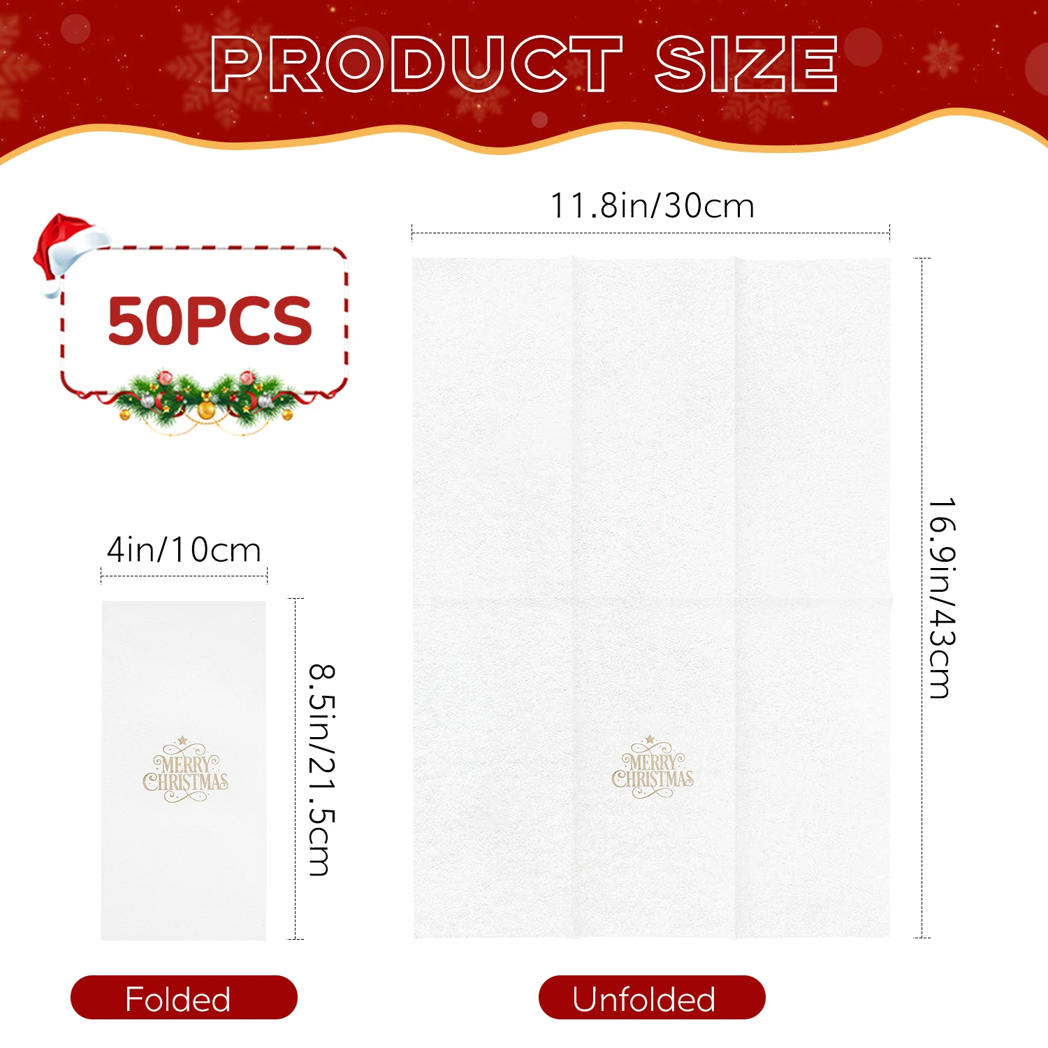 JINYUDOME Linen-Feel Christmas Paper Napkins with Golden Letter Design 11.81x16.92in Perfect for Holiday Party And Bar